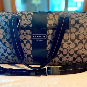 Coach Men’s Heritage Stripe Collection medium duffle in Signature canvas